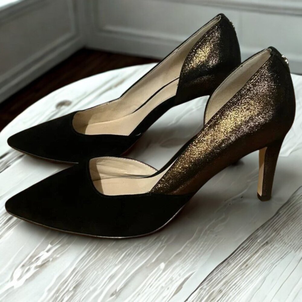 Cole Haan Rendon Pump II - 7.5 suede/metallic with 3" heel - GREAT winter shoe